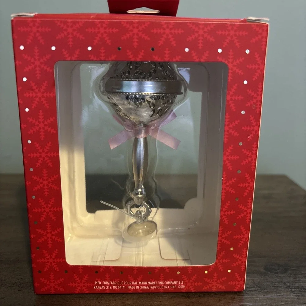 Hallmark Baby's First 1st Christmas 2019 Rattle Ornament Premium Metal Pink Girl
